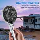 RV Shower Head with ON/OFF Switch, 5 Modes High Pressure RV Shower Head with hose, Shower Head Replcement for RV, Camper and Travel Trailer, with Adhesive Bracket, Polished Chrome