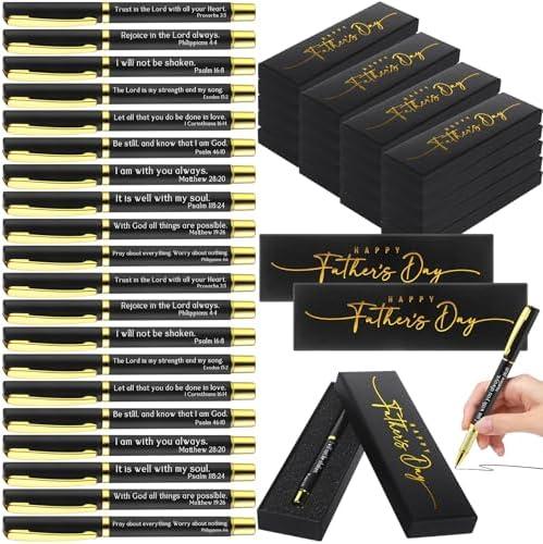 Spakon 30 Set Father's Day Gifts for Church Bulk Inspirational Bible Verse Pen Religious Christian Pens with Box Faith Based Christian Gifts for Men Pastor Office Church Welcome Favor Sunday School