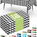 Pureegg Plastic Table Cloth Disposable 10 Pack, 54 x 108 Inch Table Cloths, Party, Picnic, Decorative Gingham Tablecloths, Rectangle, Black and White Checkered Cover, Leakproof & Sturdy, Black Plaid