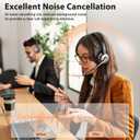 Wireless Headset with Mic for Work, Bluetooth Headset with Noise Cancelling Mic & USB Dongle for Meeting, Single Ear Work Headset with Charging Base & Mute for Teams/Zoom/Home/Office/Computer/Laptop