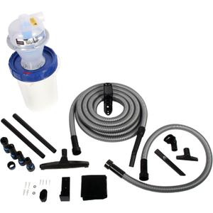 Wall Hung Quick Click Dust Separator with Locking 5 Gallon Collection Bin, Power Tool Adapter Set, and 30 Ft. Hose Shop Vacuum Attachment Kit