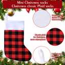 Skylety 60 Pcs Mini Christmas Stockings 8.27 Inch Small Buffalo Plaid Red Black Stockings Hanging Ornament Classic Bulk Christmas for Family Holiday Party Gift Xmas Tree Decoration