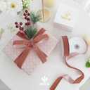 MEEDEE Rose Gold Velvet Ribbon 1 Inch Single Face Nylon Velvet Ribbon 2 Rolls 20 Yards Pink Christmas Ribbons for Christmas Tree, Gift Wrappig, Rustic Wreath, Velvet Bow Making, Home Decor