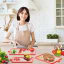 Freshmage 2Pcs Tempered Glass Cutting Boards for Kitchen, Glass Cutting Board Set (15"x10" & 12"x8") with Non-Slip Silicone Edges and Hanging Hole, Clear Cutting Board for Countertop & Chopping