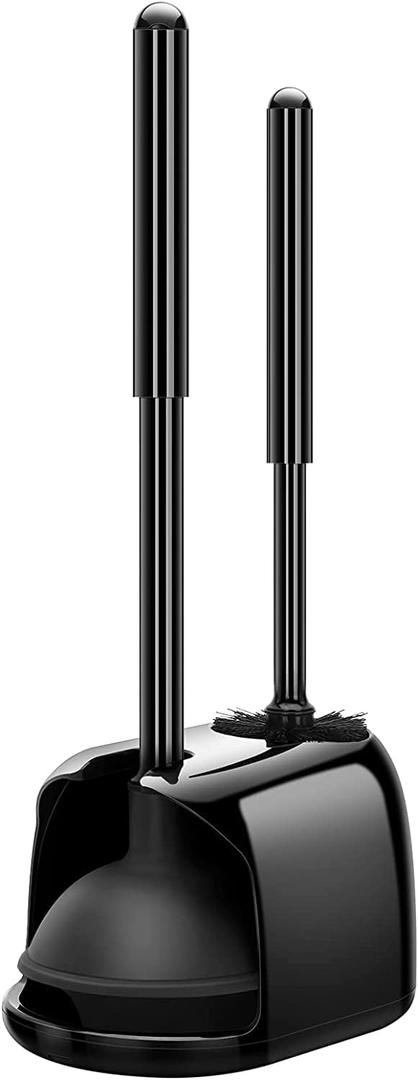 SetSail Toilet Brush and Plunger Set, Toilet Plungers for Bathroom Heavy Duty Toilet Bowl Brush and Holder Hidden Toilet Plunger and Brush Set for Deeply Cleaning - Black (1 pack)