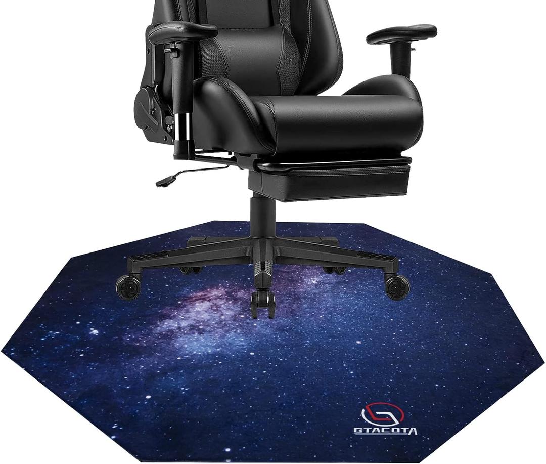 Office & Gaming Chair Mat for Hardwood Floor - 39 Inch, Anti-Slip, Scratch Resistant Octagon Carpeted Mat