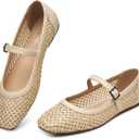 Trary Mary Jane Shoes Women Woven Flats for Women Dressy Ballet Flats Squared Toe Mesh Mary Jane Flats Shoes (8)