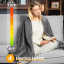 WOOMER Heated Throw Electric Throw(50"x 60"), Soft Flannel Fast Heating Blanket, 4 Heating Levels & 4H Auto Off, Machine Washable, Over-Heat Protection