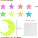 Glow in The Dark Stars Stickers for Ceiling, Adhesive 200pcs 3D Glowing Stars and Moon for Kids Bedroom,Luminous Stickers Create a Realistic Starry Sky,Room Decor,Wall Stickers