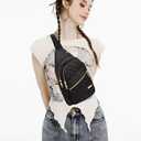 AOSTIHOT Small Sling Backpack for Women, Chest Bag Daypack Crossbody for Travel Sport Running Hiking Black