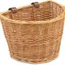 ProSource Wicker Bike Basket Front Cargo for Women and Men, Fits Most Bikes, Beach Cruiser, Stationary Bike, Ebike, Road Bike, Light Brown (Beige)