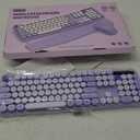 Wireless Keyboard and Mouse Combo, Cute Round Keycaps, Full-Size Retro Typewriter Keyboard with Detachable Wrist Rest, 2.4GHz Cordless Connection for Mac/Windows/PC/Laptop (Purple-Colorful)