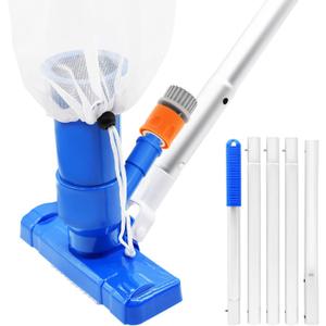 Portable Handheld Pool Vacuum for Above Ground Pool - Upgraded Swimming Pool Jet Cleaner Underwater Vacuum Kit W/Brush with 5 Section Poles of 70", Small Vacuum for Spas, Ponds, Floors, Fountains (Blue)