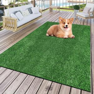 FREADEM Artificial Grass Rug, 4' x 6' Artificial Turf Fake Faux Grass Mat with Drainage Holes, Indoor Outdoor Synthetic Turfs for Garden Lawn Landscape Entryway Balcony Decoration
