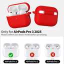 3 x RFUNGUANGO for AirPods Pro 3 Case 2025 with Cleaner Kit and Keychain, Soft Silicone Protective Cover for Apple AirPods Pro 3rd Generation Case, Support Wireless Charging, Red