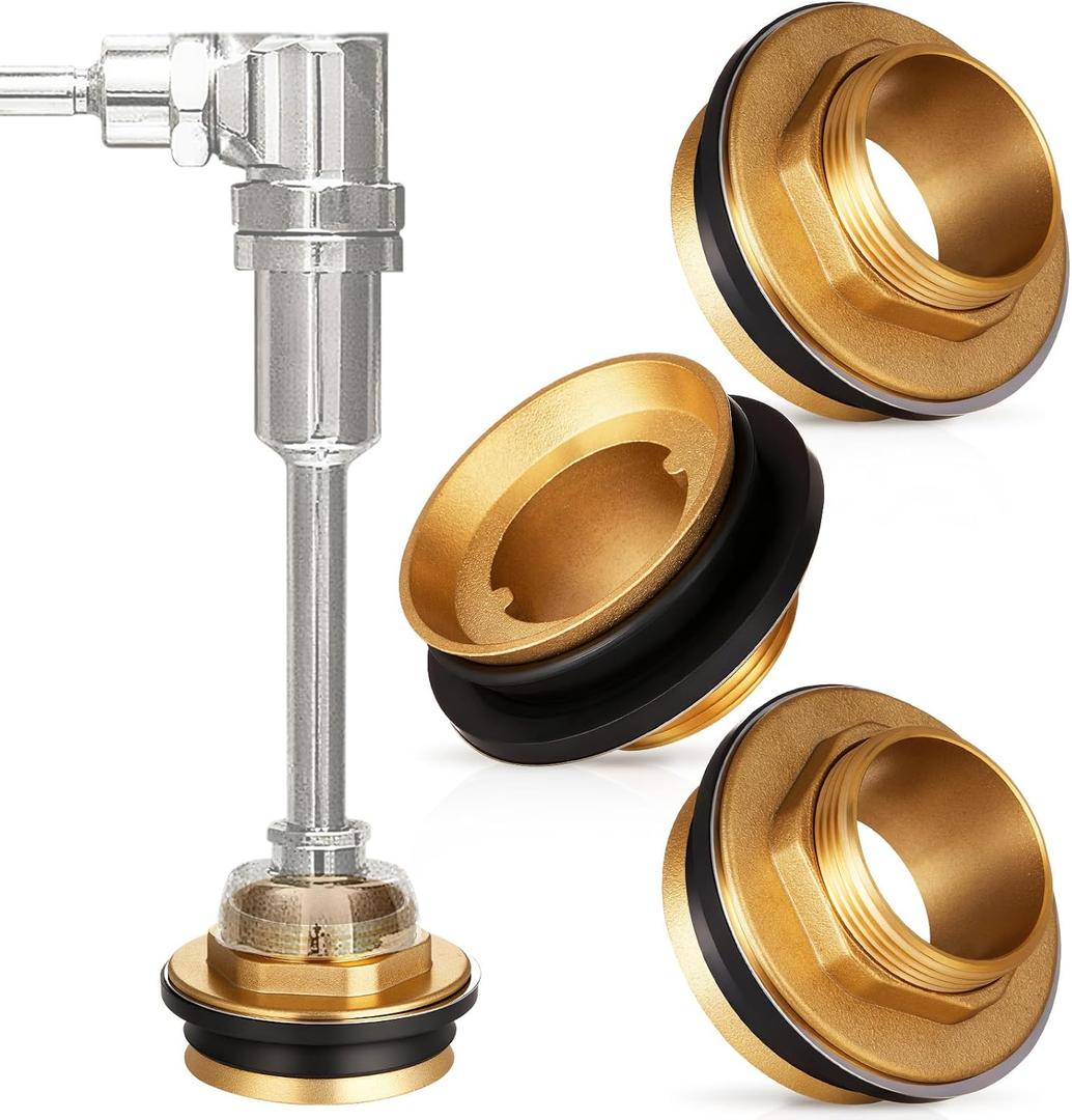 Zonon 3 Pcs 2 Inch x 1-1/2 Inch 100% Brass Closet Spud Urinal Spud Flush Valve Parts Plumbing Fitting for Toilet Urinal Repair Kit