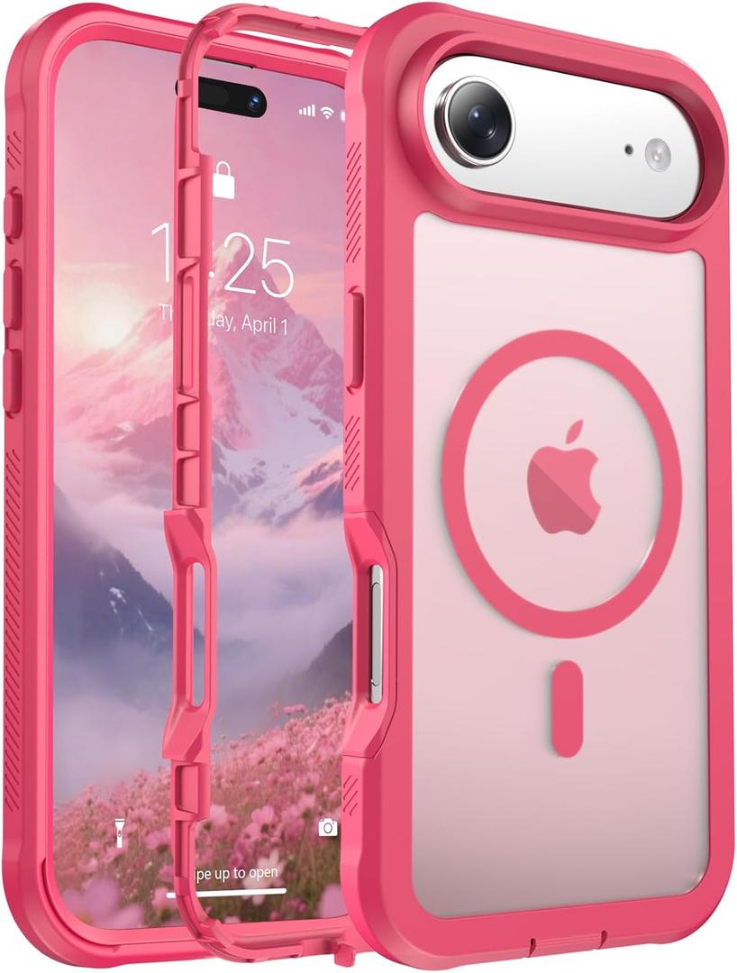 jaroco Magnetic for iPhone Air Case, [Compatible with MagSafe][Military Grade Drop Protection][Heavy Duty Protection][Non-Slip][Shockproof] 2-Layer Durable Bumper Phone Case 6.5''-Rose
