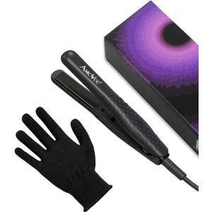 Mini Flat Iron, 0.7 Inch Mini Hair Straightener, Small Flat Iron for Short Hair,Curls Bangs, Dual Voltage Travel Hair StraightenerBlack