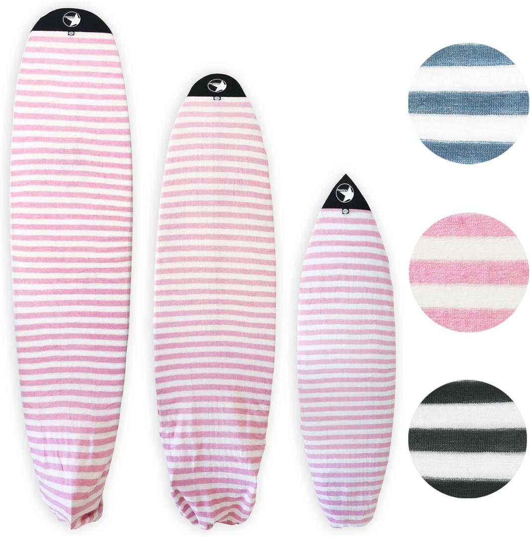 Surf Squared Surfboard Sock Cover and Paddleboard Cover - Lightweight Stretch Protective Surfboard Bag - Surfing Accessories - Shortboard, Longboard, Hybrid, Wakesurf, Standup Paddleboard SUP (6'0" Shortboard, Pink)