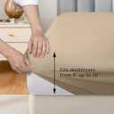 FreshCulture Pure Cotton Fitted Sheets Twin Size, 300 Thread Count Percale Sheets for Twin Size Bed, Soft & Breathable Cotton Sheets, Luxury Fitted Sheets Only (Beige)