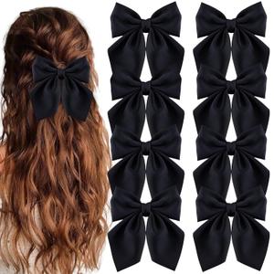 8 Pcs Hair Bows for Women Short Tail Bow Hair Clips Small Alligator Barrettes Cute Accessories for Girls(Black)
