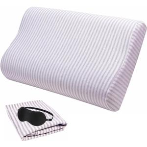 Replacement Pillow Case for Memory Foam Neck Pillow,Zippered Pillow Cover,Soft Cotton Pillow Protector for Cervical Pillow,Latex Pillow (20x12 Inch (Pack of 1), Grey Stripes)