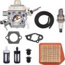 FS260 Carburetor Kit fit for Stihl FS240 FS240R FS240RC FS260R FS260RC FS340 FS360 FS410 Trimmer Brushcutter Replacement 4147-120-0625 41471200625 with 4147 141 0300 Air Filter Kit