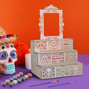Day of The Dead Altar Dia Delos Muertos Decorations Alter DIY Day of The Dead Picture Frame with Painting Set Remembrance Shadow Gift Supplies for Dia De Los Muertos Ofrenda Display Memorial