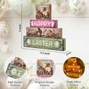 Vintage Easter Decorations Indoor - Led Bunny Retro Decor Light up Happy Easter Wooden Sign for Table Religious Home Office Indoor Decor 9  9 Inch