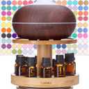 TJ.MOREE Bamboo Diffuser Holder Carousel- 2 Tier Height Increase Rack with Upper Tray for Holding Diffuser, for 5ml, 10ml, 15ml, 20ml Essential Oils Bottles (Wood)