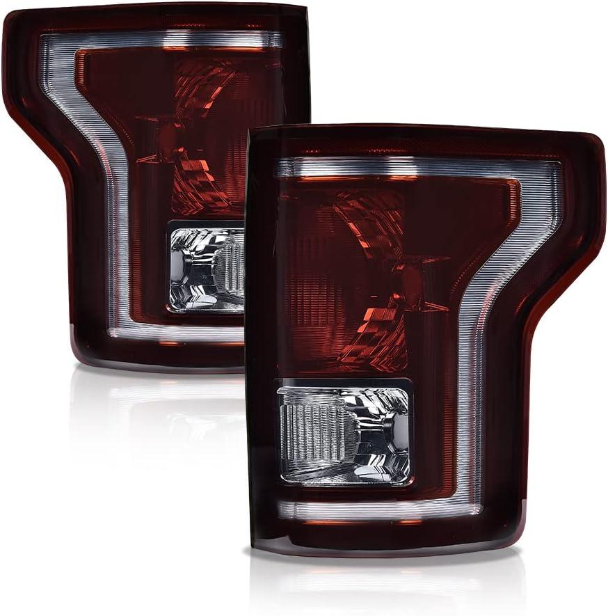 G-PLUS Tail Lights Set Compatible with Ford F150 2015 2016 2017,Left & Right Rear Lamps Brakelights w/bulb Smoke lens Luces Traseras, Faros Traseros Rear Brake Lamps Assembly