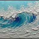 V-inspire 24 x 48 inches Ocean Wave Textured Canvas Wall Art, Modern Seascape Painting, Blue and White Coastal Decor