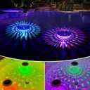 FirstE Solar Floating Pool Lights, RGB Color Changing Pool Floating Light, IP68 Waterproof LED Solar Pool Lights That Float, Hangable Auto ON Off for Above In Ground Pools Wedding Party Decoration (2), medium