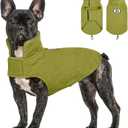 DENTRUN Reversible Dog Coat - Windproof Polar Fleece Vest with Reflective Neck Strips, Hook & Loop Closures, Sleeveless Cold Weather Jacket for Small Dogs (XS, Tiny Dogs Gear) (Green)