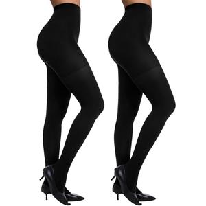 Citystl 1 Pair Women's Black Tights 60D, Solid Color Soft Opaque Microfiber Tights（Black-XL）