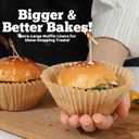 Cupcake Liners & Muffin Liners - JUMBO, NON STICK, THICK Parchment Paper For Baking Muffins - Big Giant Extra Large XL Size, Heavy Duty, Tall Unbleached Natural Brown Cup Cake Holders Wrappers