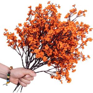 XZJMY 8Pcs Gypsophila Artificial Flowers,Babys Breath Silk Artificial Flowers Artificial Fall Flowers,Fake flower with Stem for DIY Home Bouquet Floral Arrangement Farmhouse Decor (Orange)
