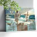 Farmhouse Christian Wall Art Rustic Bible Verse Wall Art Jesus Walking On The Beach Canvas Prints Framed Artwork Vintage Scripture Religious Gifts For Living Room Bedroom Home Decor 12"X16"