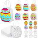 Lunmon 24 Sets Color Your Own Easter Bags for Kids Easter Goodie Egg Craft Gift Bags with Handles Make Your Own Craft Goodie DIY Paper Gift Bag for Crafts Party Favor Supply 4.55 x 5.5 x 2.4 Inches