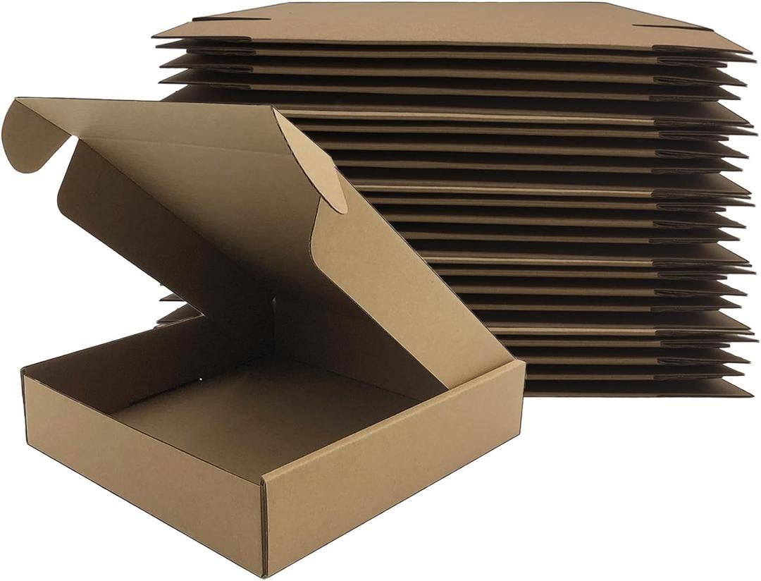 9x9x2 Inches Shipping Boxes Set of 25, Brown Corrugated Mailing Cardboard Box Literature Mailer for Packing Small Business Moving and Storage,E-Commerce Packaging (9"92)