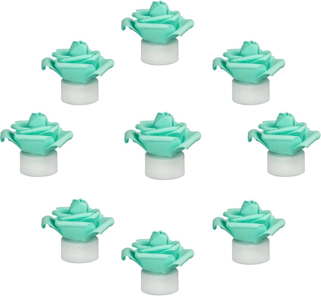 12 Pack LED Tea Lights Candles with Artificial Rose Petals, Flameless Battery Operated Candles,Romantic Decorations Special Night Set for Valentines,Wedding Decor (Green, 12 Pack)