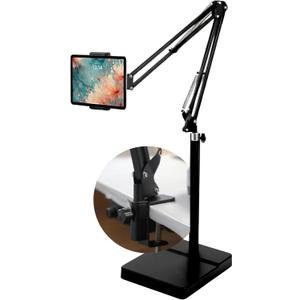 2-in-1 Tablet Floor Stand with tablet stand for desk  Stable 8lb Base with Stretchable Arm for Bed, Couch, or Desk Compatible with iPads, Galaxy Tabs, Surface Pro, Phones & E-Readers (4.7"12.9")