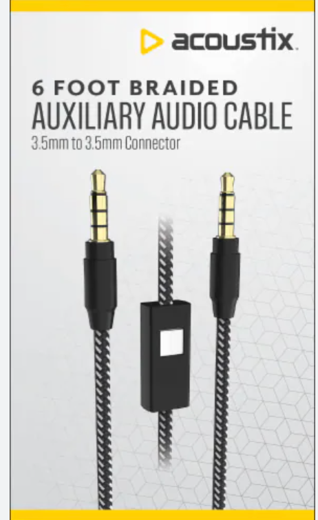 ACOUSTIX 6 Foot Braided Auxiliary Audio Cable 3,5mm