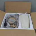 Gold Chandelier with Shades 6 Light Ceiling Light Fixture with Linen Fabric Farmhouse Pendant Lights for Bedroom Kitchen Dining Room Living Room Foyer