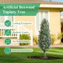 30inch Artificial Boxwood Plant with Ground Spike, Topiary with Stake for Outdoor (Set of 2)