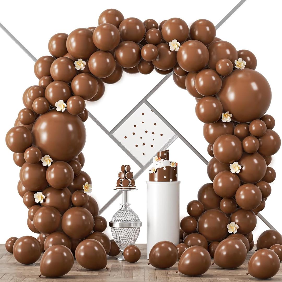 Voircoloria 90pack Brown Balloons Different Size 18/12/10/5 Inch Brown Balloon Garland Arch Kit for Graduation, Wedding, Birthday, Princess Theme Party, Valentine's Day Party Decorations
