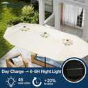 15ft Large Patio Umbrella with Solar Lights and Base, Double-Sided Outdoor Rectangle Umbrella with 48 LED Lights, Market Table Umbrellas with UV Resistant Canopy