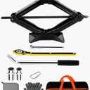 2.0-ton Scissor Jack in Your car's Roadside Emergency kit, Must-Have Spare tire Replacement Stand Tool for Your Vehicle, Telescoping Lug Nut Removal Tool, Ratchet Wrench, Tire Pressure Gauge (2.0T)
