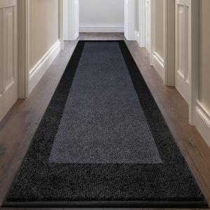 Machine Washable Kitchen Rug 32" x 84", Non Slip Kitchen Mat for Floor, Absorbent Entrance Runner Rug for Bedroom, Hallway, Bathroom, Door (Roll Packing) (Charcoal)