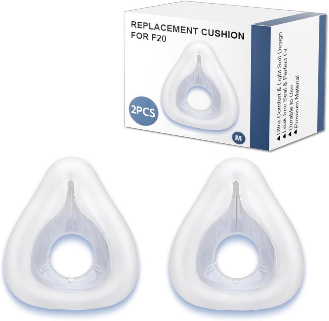 2 Pack Replacement F20 Medium Cushion Compatible with ResMed AirFit F20 Medium, F20 Full Face CPAP Mask Cushion Supplies, Ultra-Soft & Durable, Covers Nose and Mouth, M